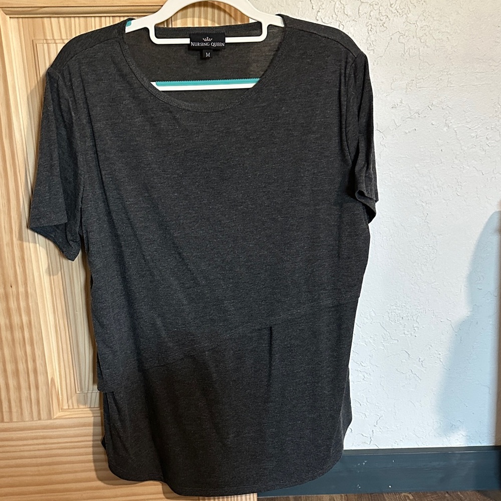 Dark Gray Nursing Short Sleeve Top